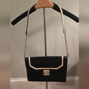 Anne Klein Black and Cream Chain Strap Bag (1029)
